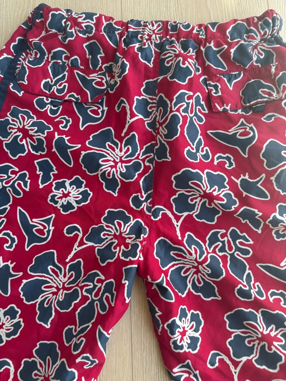 Plugg Red Floral Print Kids Shorts with Navy Accents